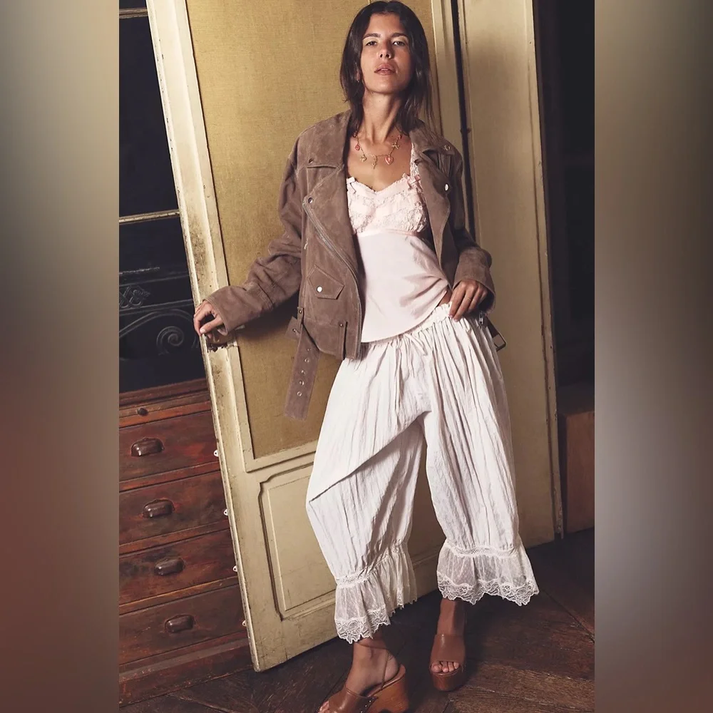 NWT FREE PEOPLE INTIMATELY Forever Young Bloomer Pants | White Alyssum MSRP $98 - Picture 6 of 15